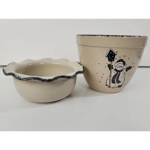 Vintage Home & Garden Party Ltd Made in USA Snowmen Christmas Serving Dip Bowl - Picture 2 of 7